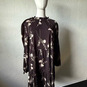 LuLaRoe Black Floral Long Sleeve Dress